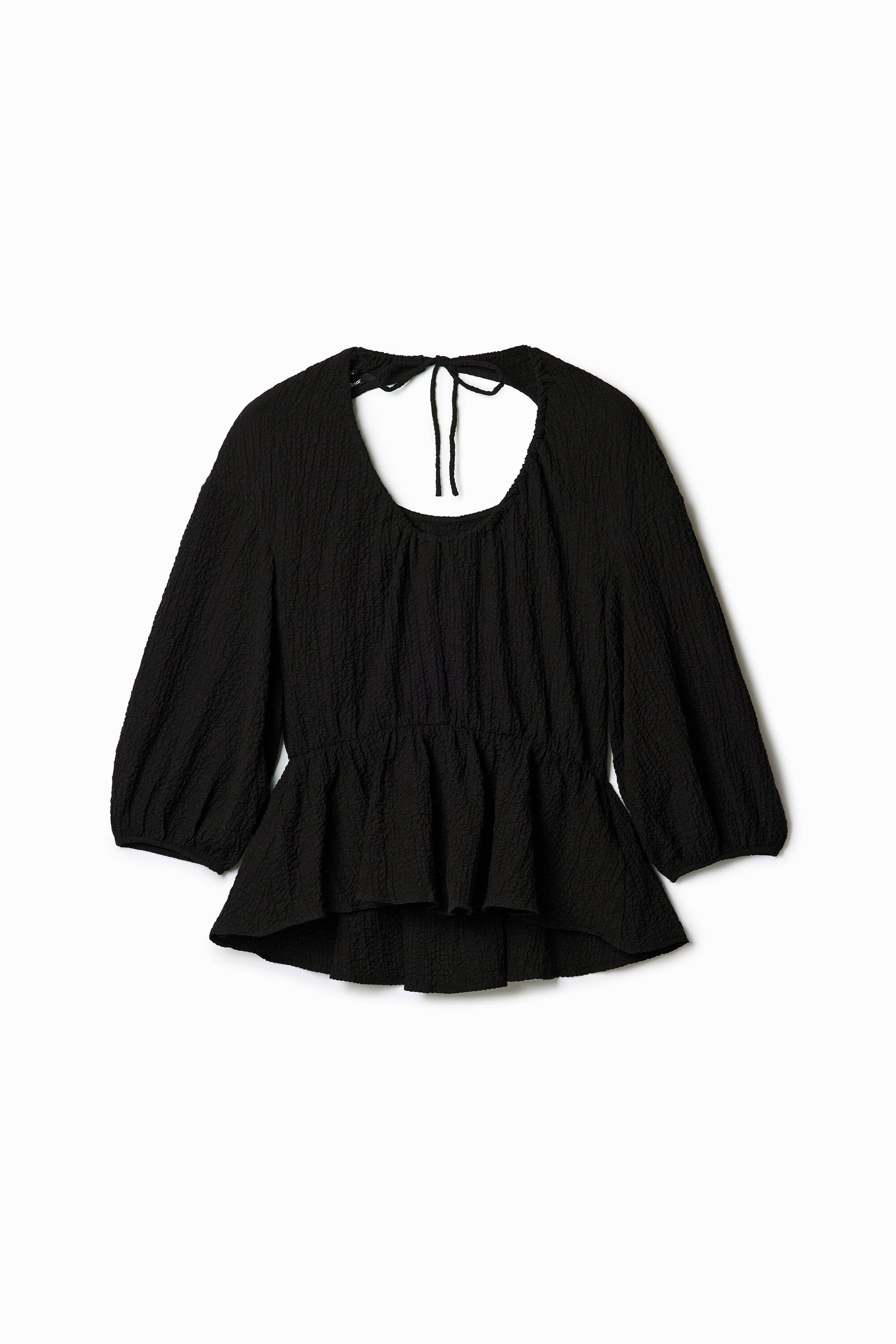 Desigual Gestructureerde blouse met cut-out - BLACK