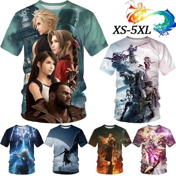 Xin nan zhuang Nieuwe Mode Heren Final Fantasy VII Fun 3D Gedrukt T-shirt Casual Harajuku Oversize Korte Mouwen Y2K Kleding XS