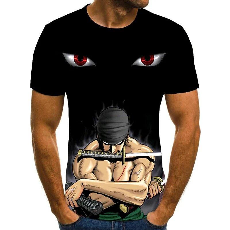 Baibao QIQI Een Stuk Jongen Kostuum Anime Harajuku Tops Zomer mannen T-shirt 3D Mode T-shirt mannen Plus Size Straat Kleding XL