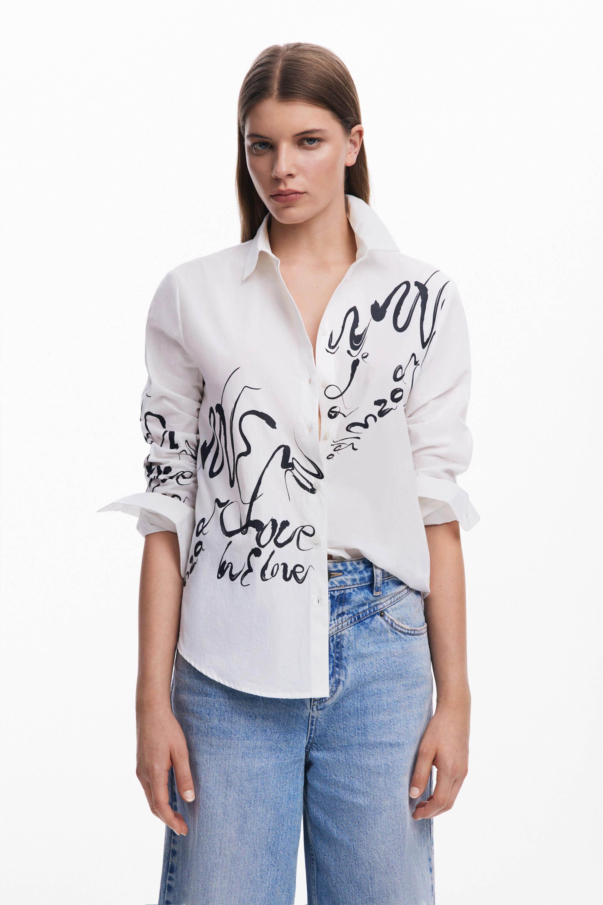 Desigual Inktletters overhemd - WHITE