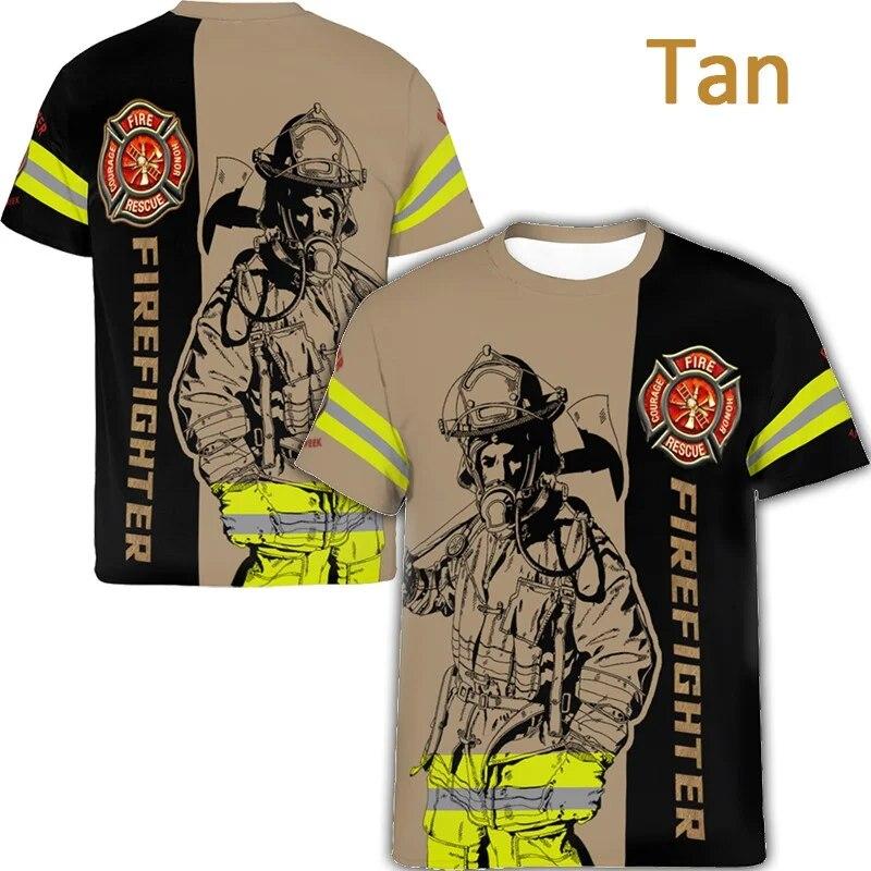 Xin nan zhuang Fire Fighter Brandweer Hero 3D Printing T-shirt Fashion Cool Ronde Hals Korte Mouw Heren en Dames Casual Top Tees XS