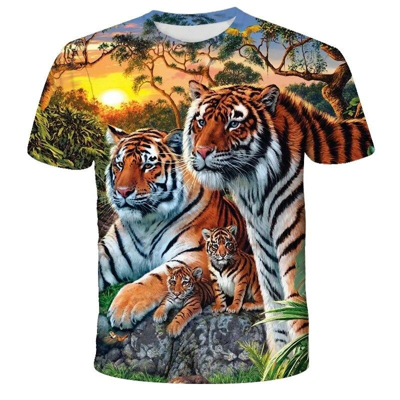 ETST 07 Tijger Leeuw 3D Print T-shirt Kinderen/Volwassen Tops Casual Mode Tee Mannen Jongen Shirt Oversized Korte Mouw kinderen T-shirts 100