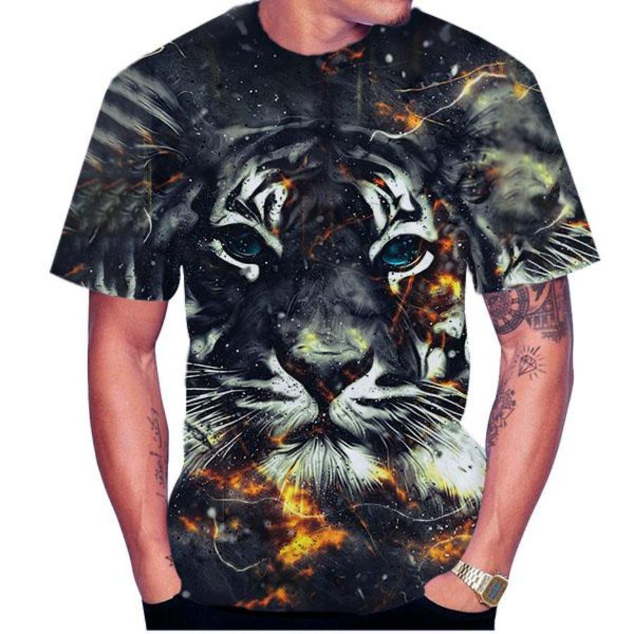 No. 11 Fashion Lente Zomer Tops Mannen Plus Size Kleding 3D Print T-shirt Tijgerpatroon Tees O Hals Korte Mouw Top Ademende Man Shirts S