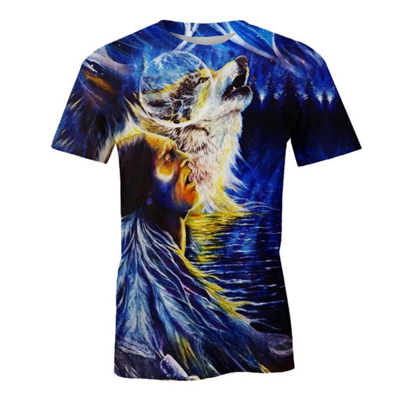 No. 11 Fashion Zomer Tops Mannen Plus Size Kleding Dier 3D Print T-shirt Wolf Patroon Tees O Hals Korte Mouw Top Ademende Man Shirts S