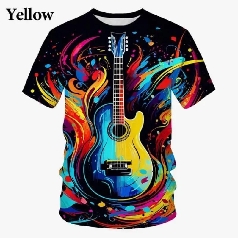 Bobby 2 Creatieve Rock Gitaar 3d Gedrukt Heren T-shirt Fun Fashion Heren Straat Trend Korte Mouw O Kraag Losse Casual Kwaliteit kleding S