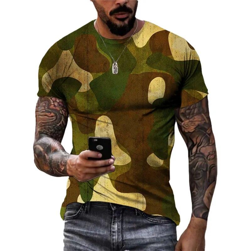 Wengy 2 Desert Jungle Camouflage Print Heren T-shirt Army Fan Outdoor Tactisch Sneldrogend Comfortabele ronde hals top met korte mouwen 6XL S