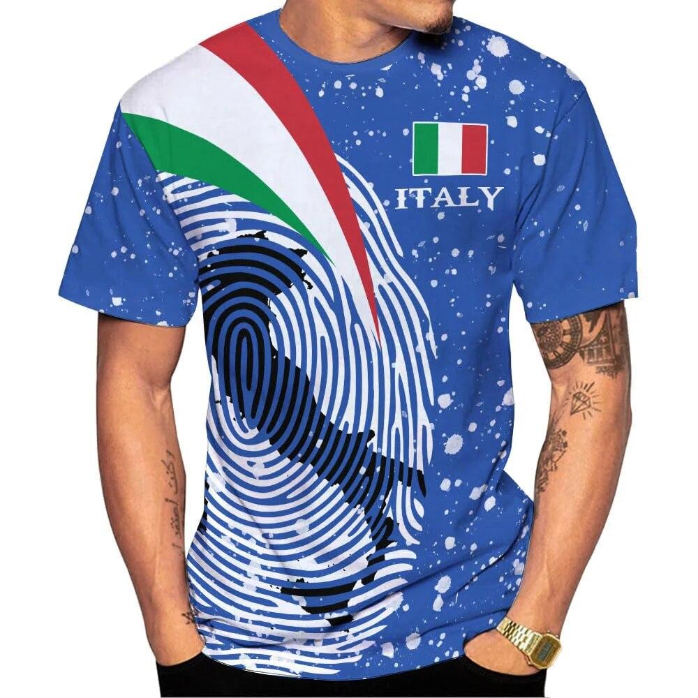 Bobby 2 Italië Vlag 3D Afdrukken T-shirt Man Zomer O-hals Korte Mouw Oversized Top Casual Tee Losse Streetwear Harajaku S