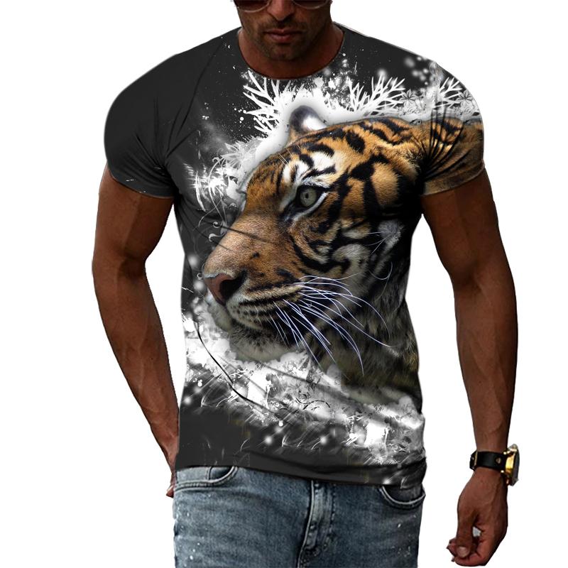 ForYourBeauty Lente Zomer Tops Mannen Plus Size Kleding Dier 3D Print T-shirt Paar Tijger Patroon Tees O Hals Korte mouw Top Ademende Man Shirts XS