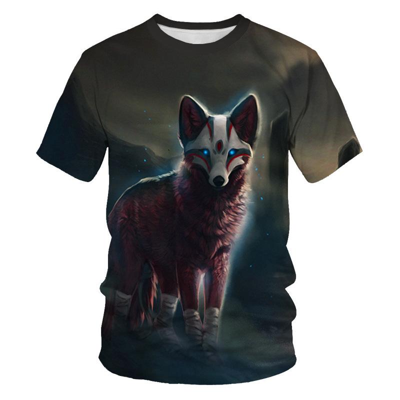 HerSight Losse Zomer Tops Mannen Plus Size Kleding Dier 3D Print T-shirt Paar Tijger Wolf Patroon Tees O Hals Korte mouw Top Ademend Man Shirts XS