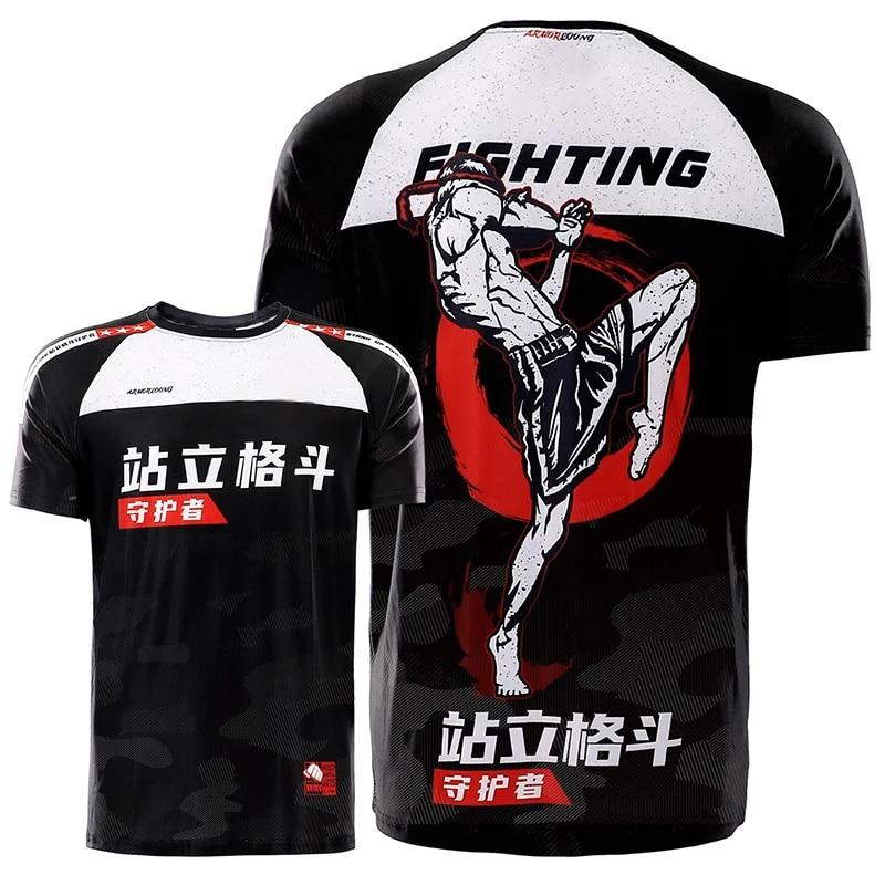 Xuhaijian02 3D Muay Thai Gedrukte T-shirt BJJ MMA Grafische T-shirts Voor Mannen Kid Fashion Cool Hip Hop Gym Korte mouwen Sport Kleding Tee M