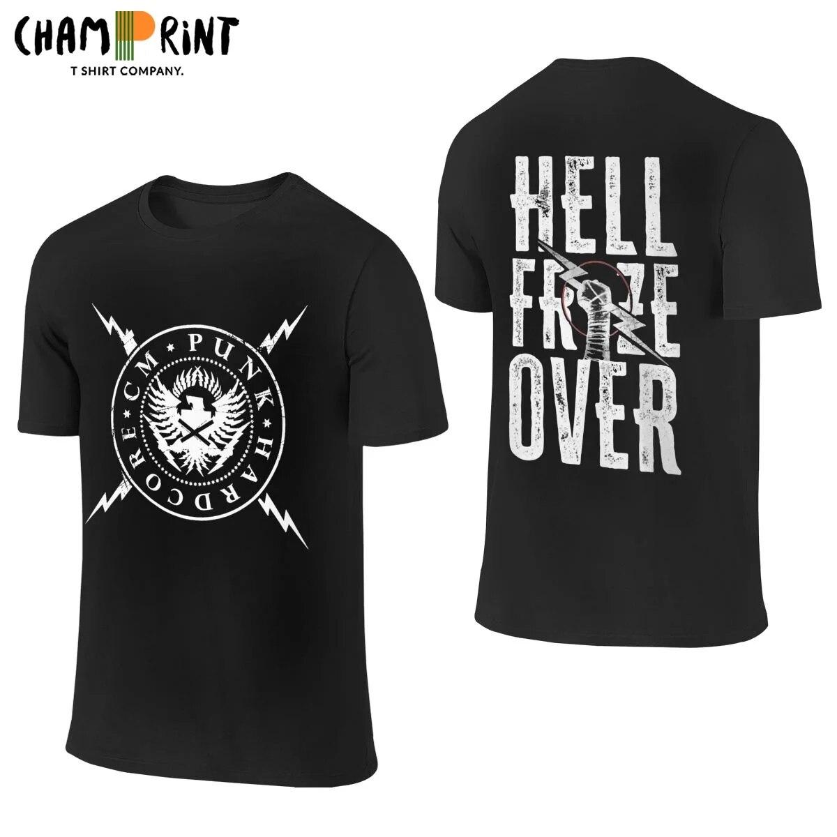 Baibao QIQI Creatieve CM Punk Hell Bevroor Over T-Shirt Mannen Ronde Hals Katoenen T-shirt Korte Mouw Voorkant Achter Twee Kanten T-shirt Verjaardag Tops 6XL