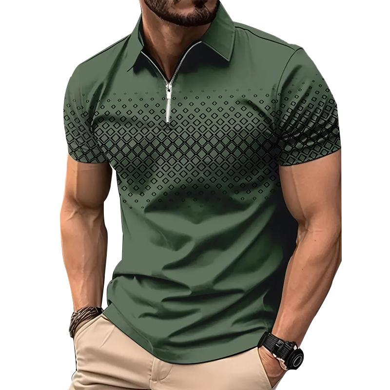 Haojun Heren poloshirt met korte mouwen en rits. S