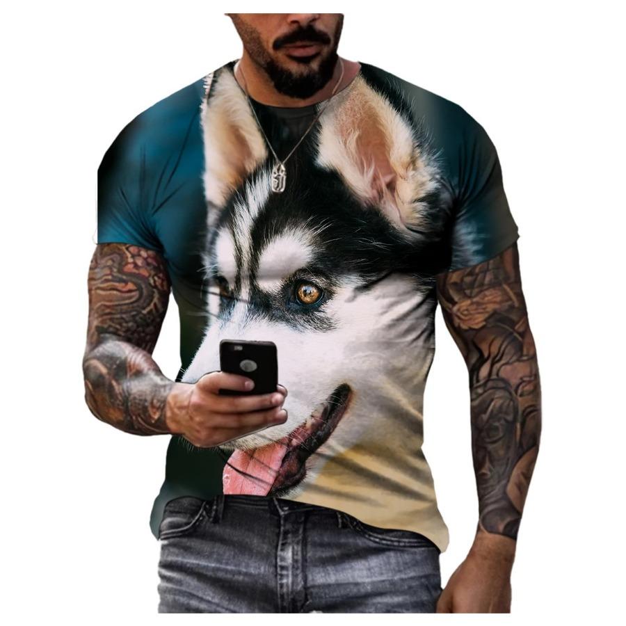 HerSight 3D Casual Hond Print T-shirt Mannen Vrouwen Zomer Dier Tee Man O Hals Korte Mouw Losse Tops Ademend koppels T-shirts S