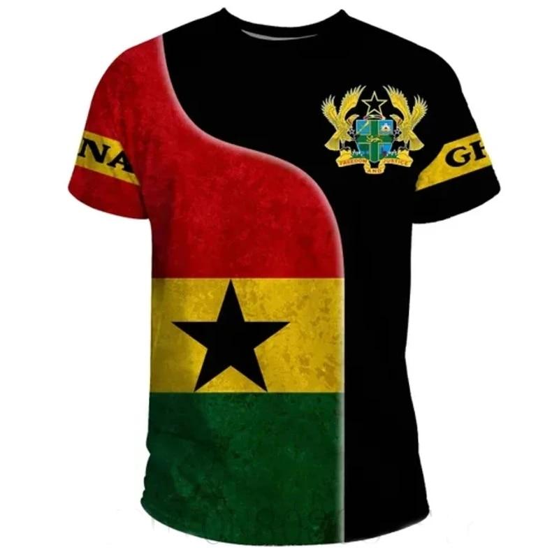 Xin nan zhuang Zomer Nieuwe Tigre Afrikaanse Land Vlag Heren Print T-shirt Ghana Nationaal Embleem Grafisch Casual Oversized T-shirts Mannelijke T-shirts Tops XXL