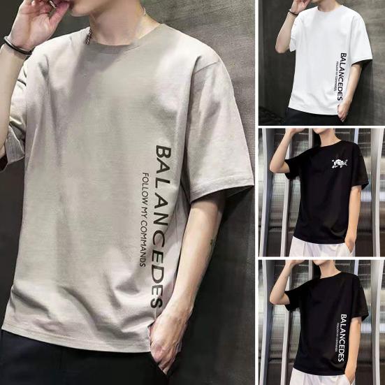 Yunzhu Heren Zomer T-shirt O-hals Losse korte mouw Zacht ademend Effen kleur Grote maat Print Mid-lengte Casual trui Dagelijkse top XL