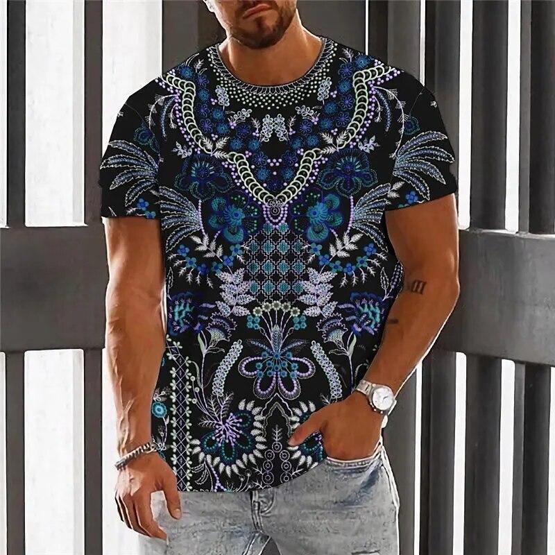 ETST 07 Etnische heren T-shirt 3D-print Korte mouwen Zomer Casual Mode Korte mouwen O-hals T-shirt voor heren Oversized kleding 3XL