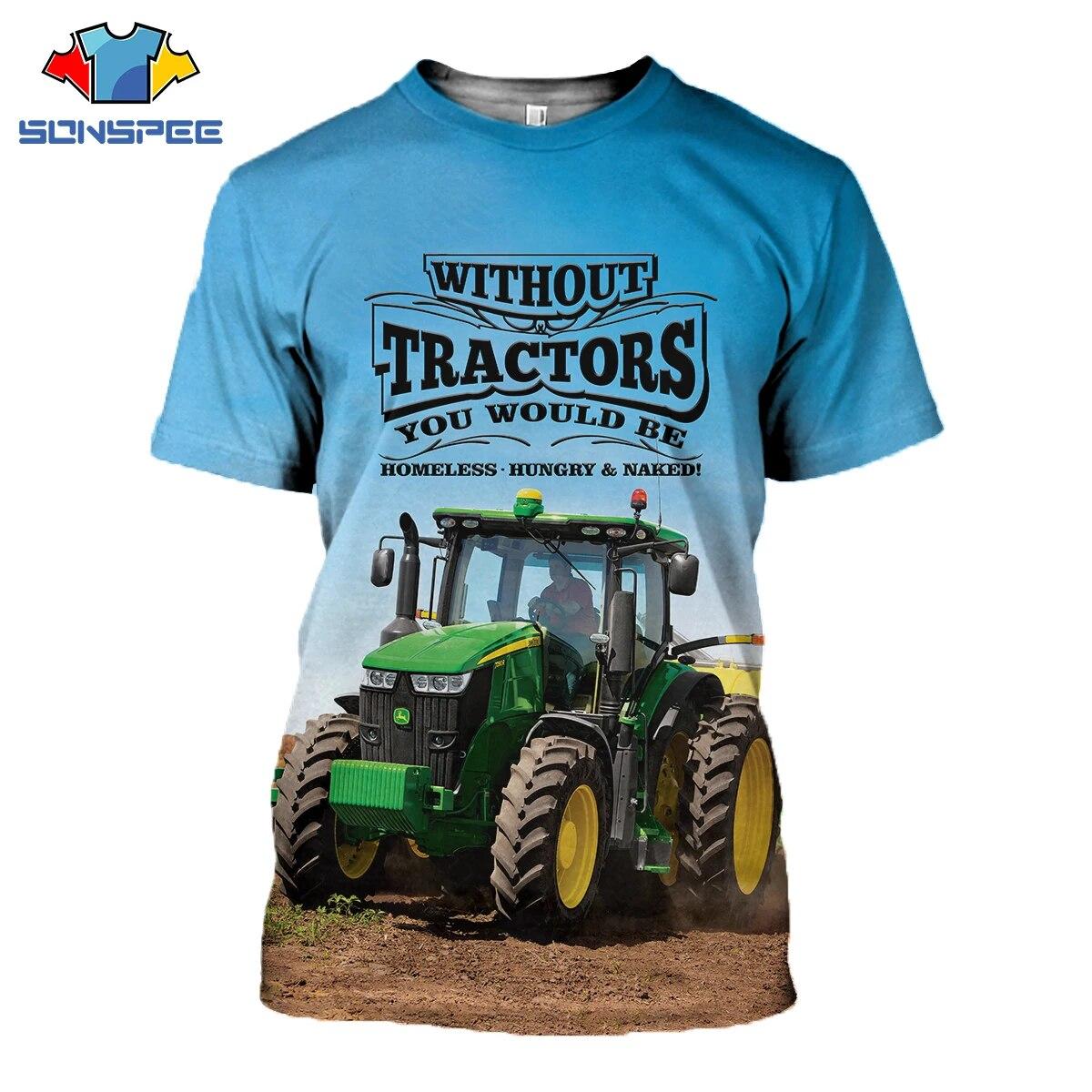 Xin nan zhuang SONSPEE Grappige Tractor Print T-shirt 3D Heren Dames Tops Harajuku Truck Auto Streetwear Casual Mode Boerderij Zomer Shirt Tee XXL