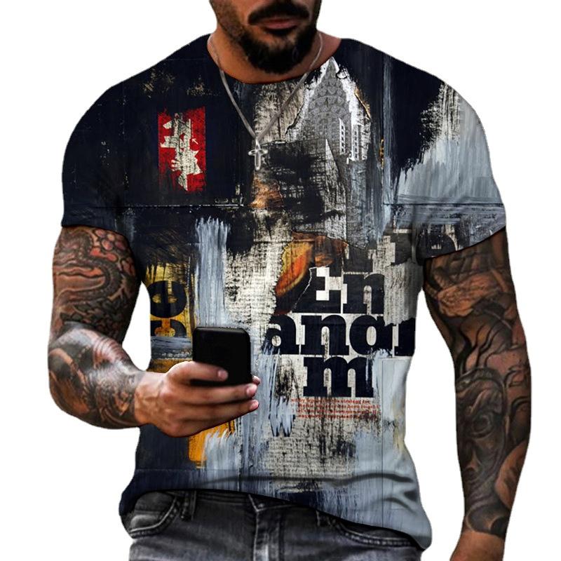 HerSight Ademende mannen zomer outfit tee 3D streetwear bedrukte t-shirt casual o hals sportwear t-shirts korte mouw losse tops S