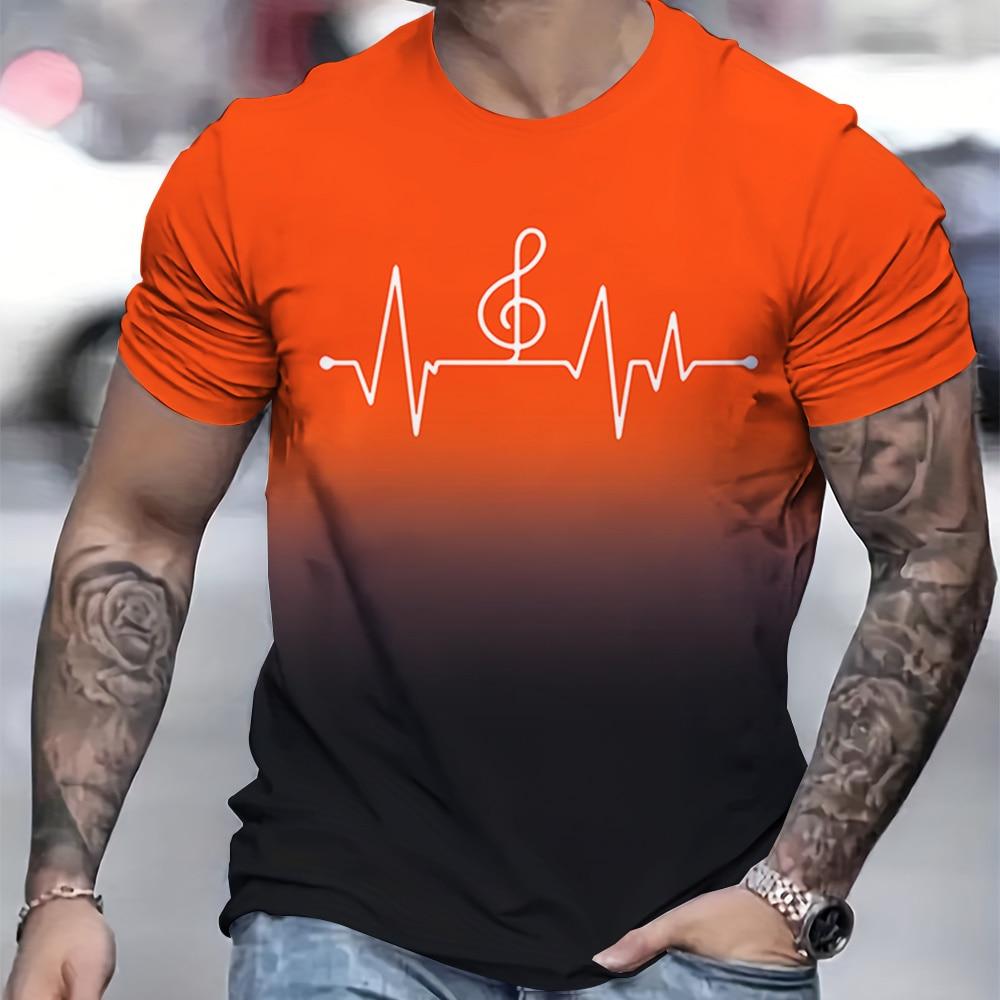 Kukebang Casual Heren T-shirt Zomer Gym Korte Mouwen T-shirt 3d Gedrukt Rimpel Patroon Tops Slim Fit Herenkleding Oversized T-shirt S