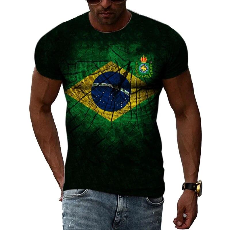 Xin nan zhuang Mode Brazilië Stijl Cool T-shirts Zomer Casual Persoonlijkheid 3D Gedrukt Creatieve Grafische T-stukken Nieuwe Ronde Hals Korte Mouw Tops XXL