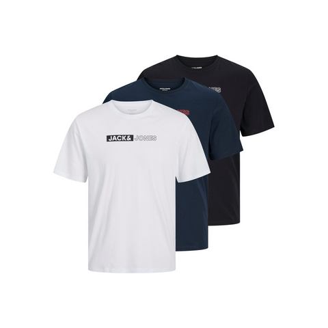 Jack & Jones PlusSize Shirt met ronde hals JJECORP LOGO TEE PLAYSS NECK 3PK MP PLS (3-delig)