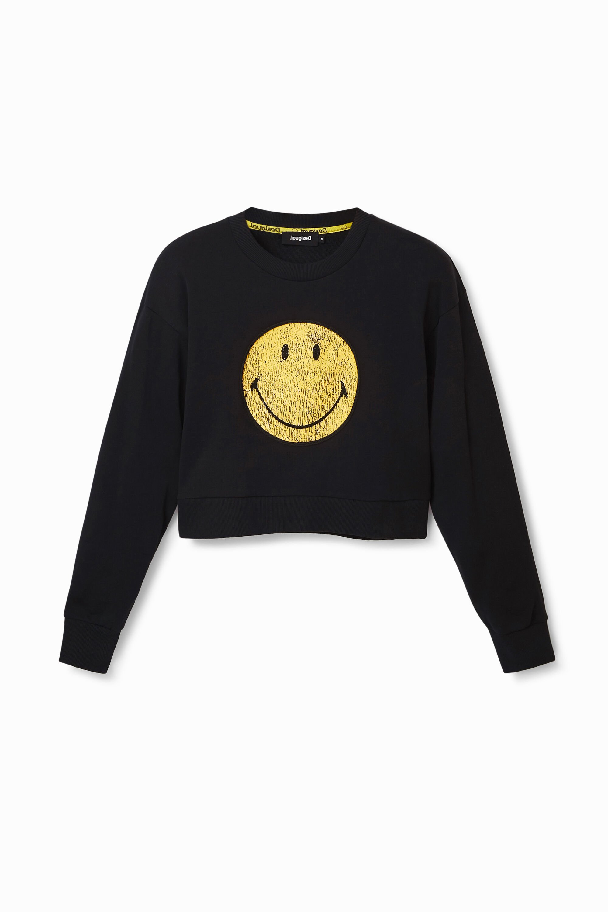 Desigual Sweatshirt met Smiley - BLACK