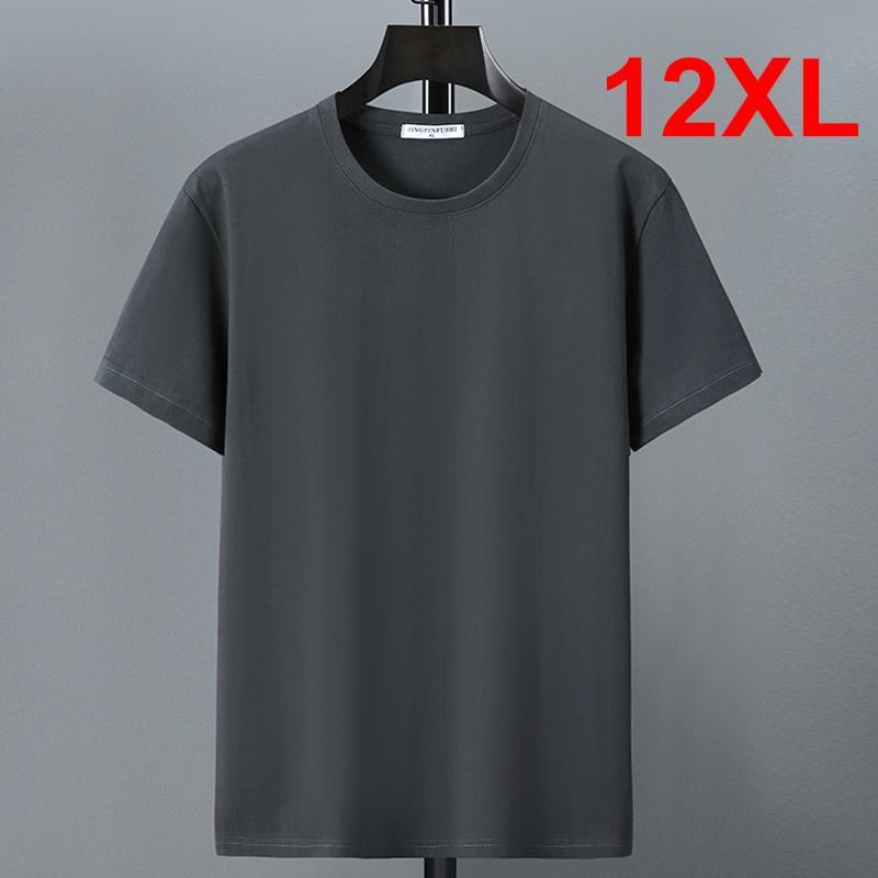 SHIZI Plus Size T-shirt Zomer Katoenen T-shirt Mannen Korte Mouw T-shirt Casual Tops Tees Mannelijke Effen Kleur Shirt Crewneck 6XL rood