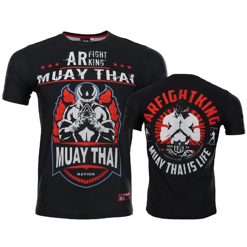 Laoxu Muay Thai Grafische T-shirt Heren Zomer Ademend Sneldrogend Tee Running Gym Sport Korte mouw Outdoor Boksen Worstelen Trainingspakken S wit