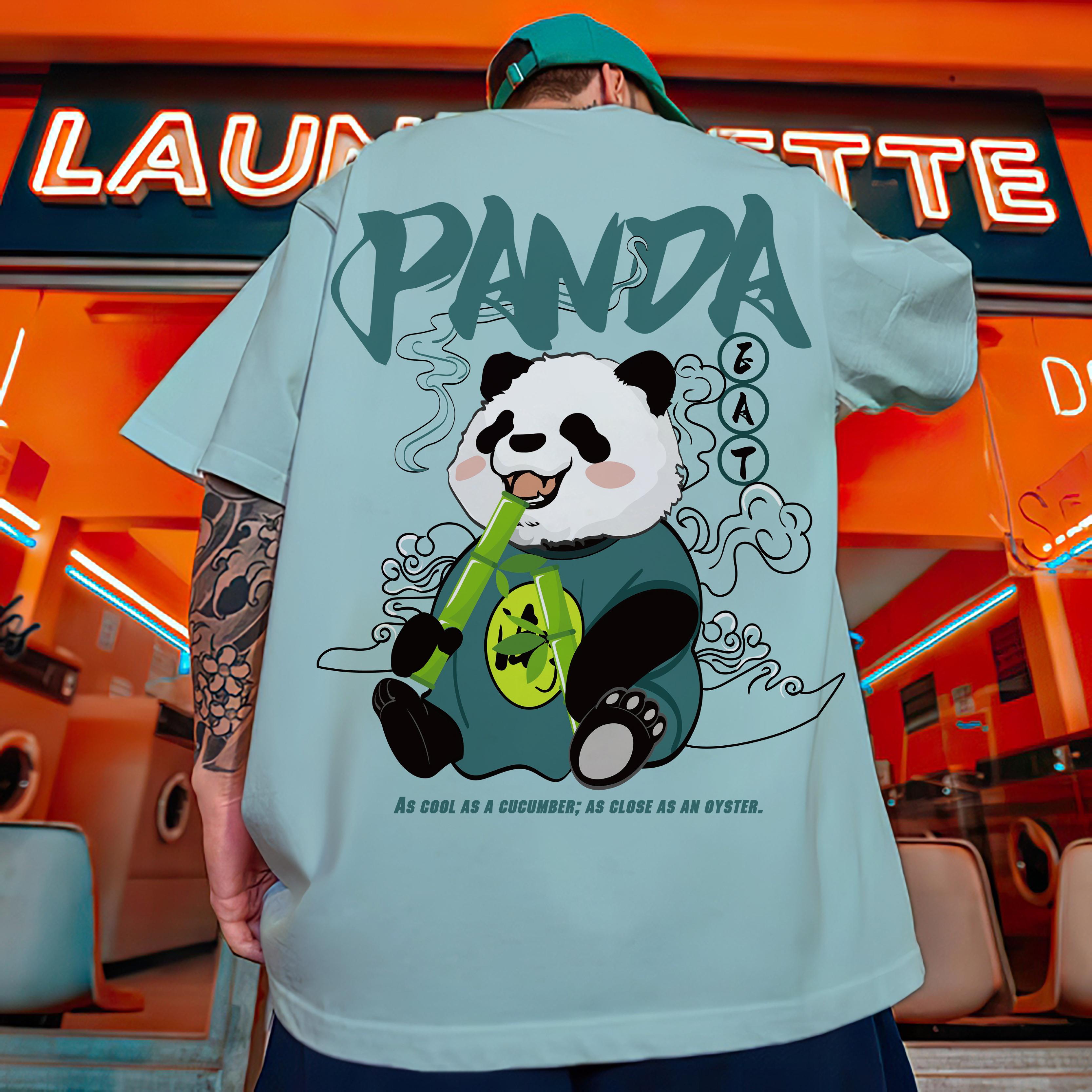 ETST WENDY 005 Chinees Nieuwjaar Heren T-shirt 3d Panda Bedrukt Herenkleding Zomer Casual Korte Mouw Top Losse Oversized T-shirt Straat Tees 5XL