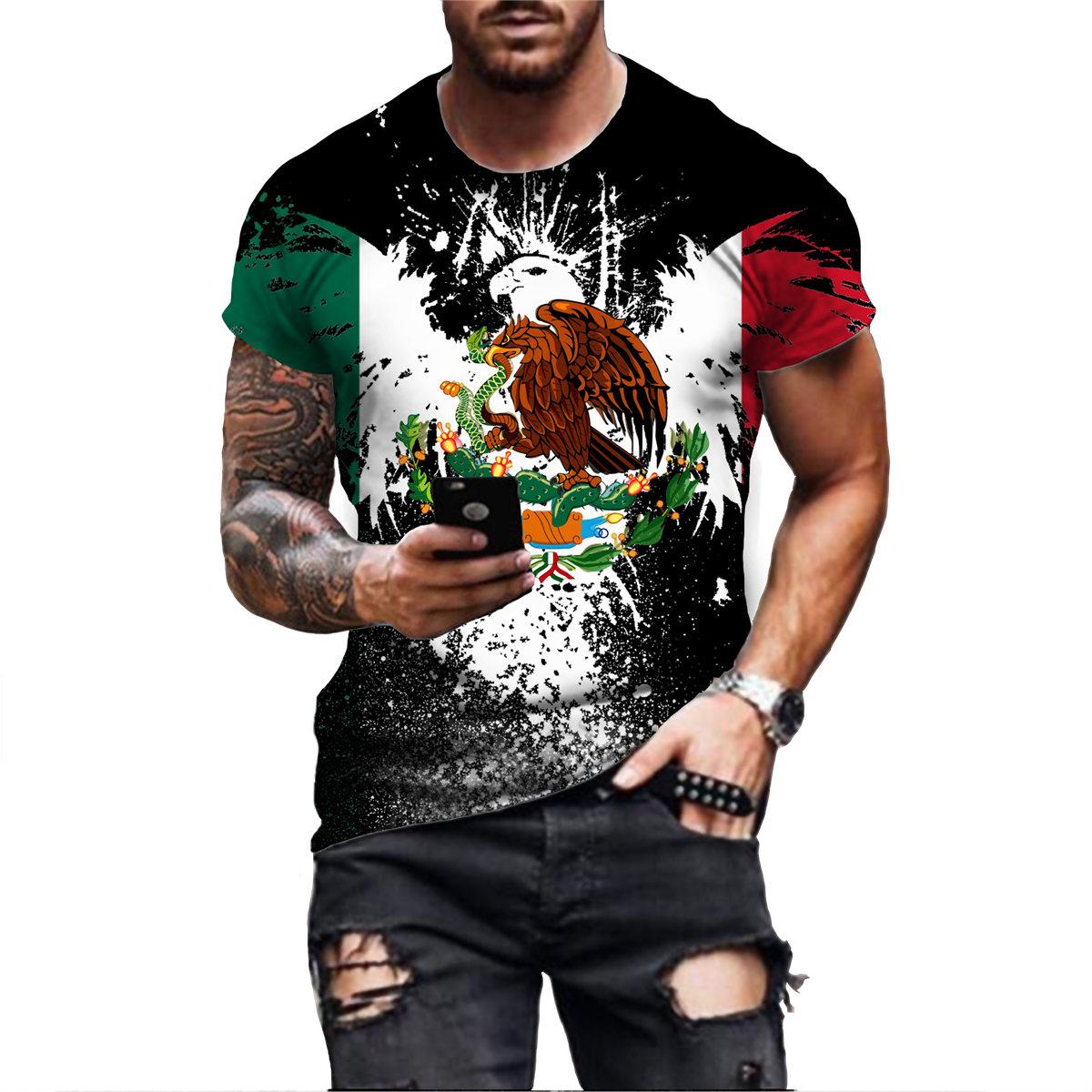 ETST WENDY 05 Mexico Eagle Patroon T-shirt Voor Mannen Mode 3D Afdrukken Tees Hip Hop Harajuku Korte Mouw Oversized T-shirt Casual O-hals tops 4XL