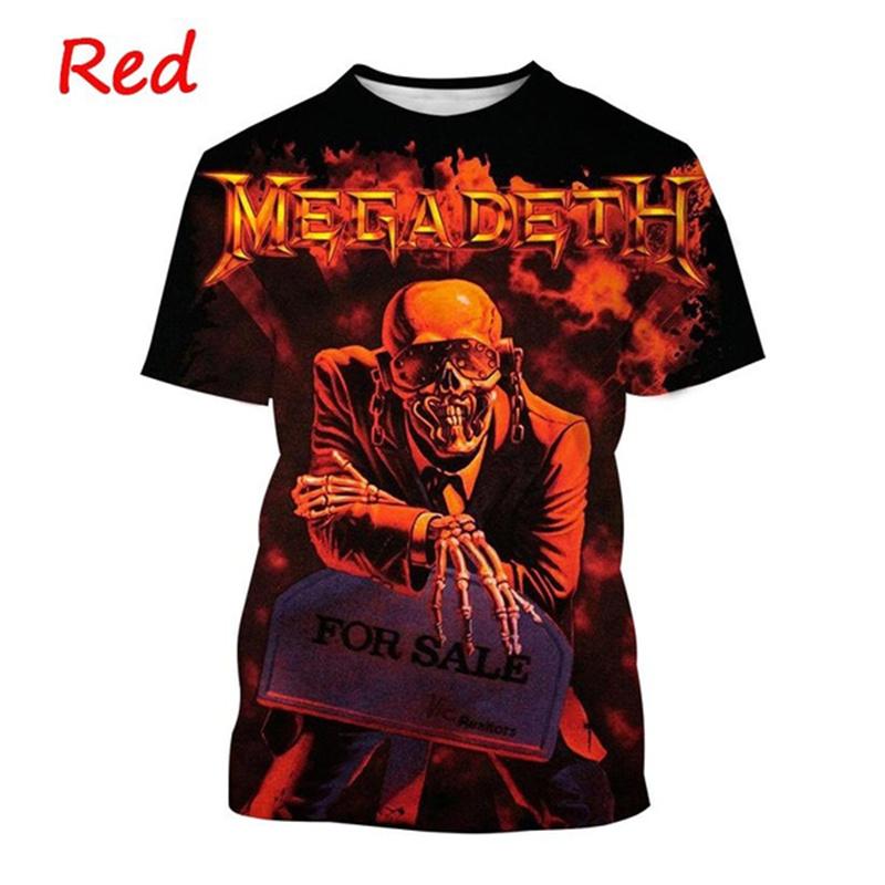 ETST WENDY 005 3D Vintage Megadeth Printing T-shirt Zomermode Heren Dames Populaire T-shirts Hip Hop Stijl Korte Mouwen Pullover Jongens Tops S