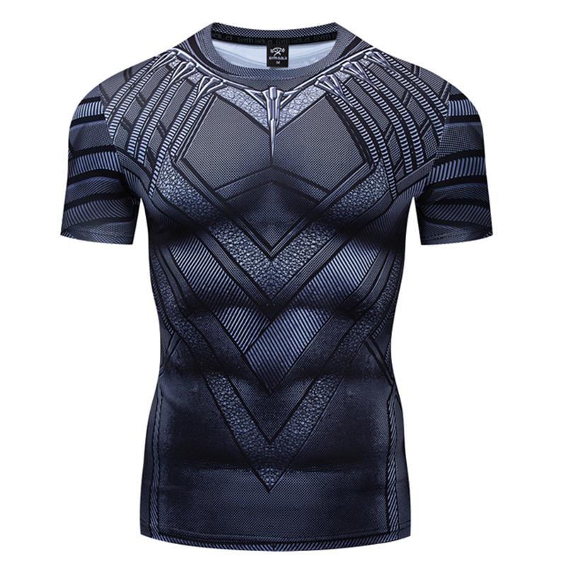 ETST 03 Hoogwaardig polyester heren hardloopshirt 3D panterprint snel drogend fitnessshirt trainingskleding gym sportshirt top S