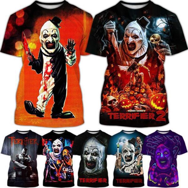 Xin nan zhuang Horrorfilm Terrifiel 3D-geprinte heren casual mode zomer thriller Halloween korte mouwen hiphop grappig cool T-shirt tops XXS