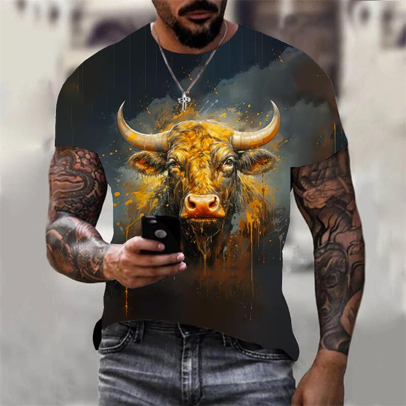 Plus Size FUGUIS Tijger Kalf 3D Print T-shirt Mannen Vrouwen Casual Zomer Dier Tee Man O Hals Korte Mouw Losse Tops ademende Koppels T-shirts S