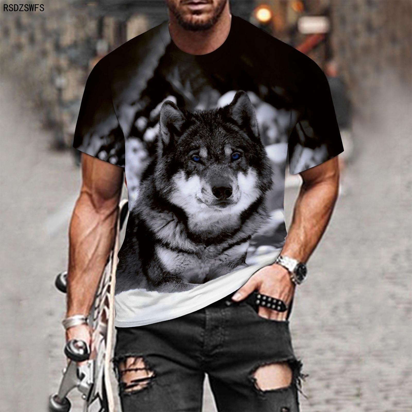 Subilier Paar Wolf Print T-shirt Mannen 3D T-shirt Drop Ship Top Korte Mouw Camiseta Ronde Hals T-shirt Fashion Casual merk S