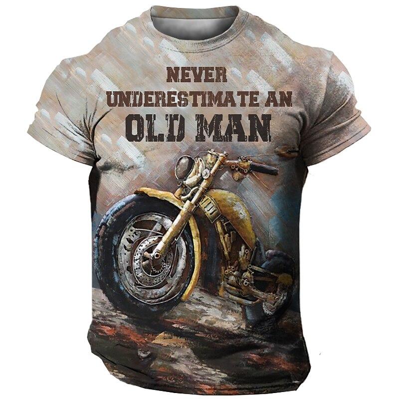 Subilier Vintage T-shirt motorfiets heren T-shirt 3D-printen auto korte mouw tees zomer herenkleding casual blouse klassieke fietstops XS