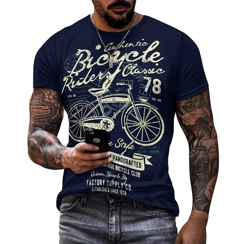 Laoxu Bike Vintage Sport Fiets 3D Bedrukte T-shirt Voor Mannen O Hals Korte Mouw Zwarte T-shirts Homme Streetwear Kwaliteit Mannelijke T-shirts S wit