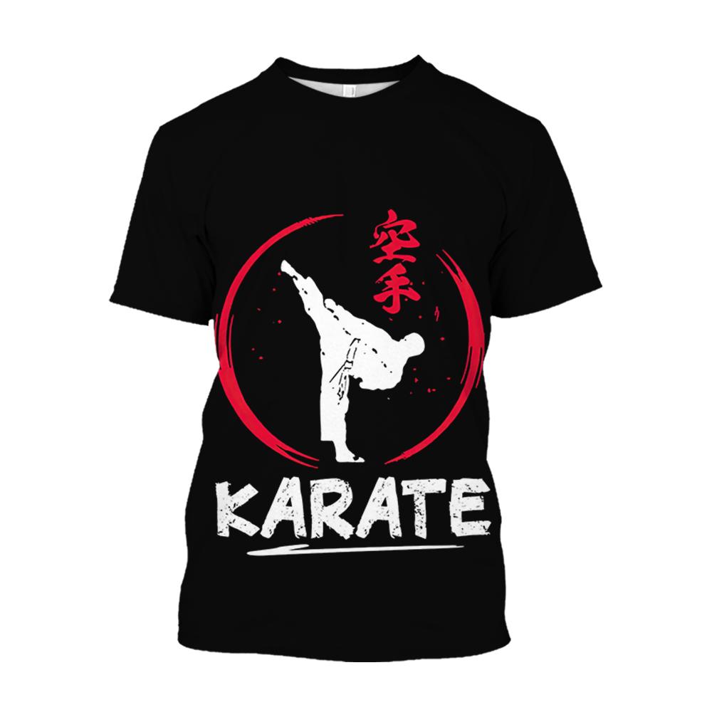 Laoxu Japan Training T-shirt Mannen 3d Karate Gedrukt Tee Tops Oversized Korte Mouwen Hoogwaardige Sportkleding Mannen Sneldrogende t-shirt S wit