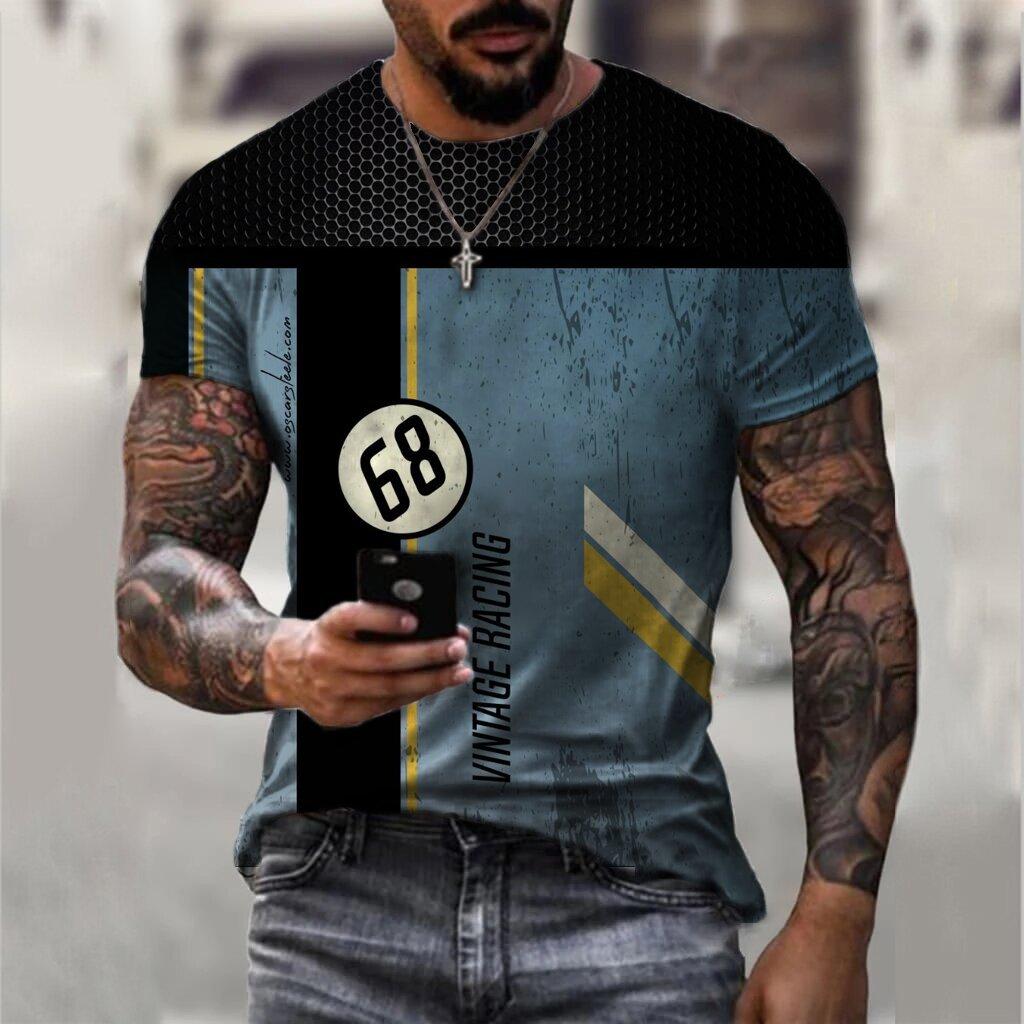 Subilier Zomer Vintage Heren T-shirt Streetshirt 66-Way 3D Gedrukt T-shirt Voor Mannen Mode Korte Mouwen O-hals Oversized Mannelijke kleding S