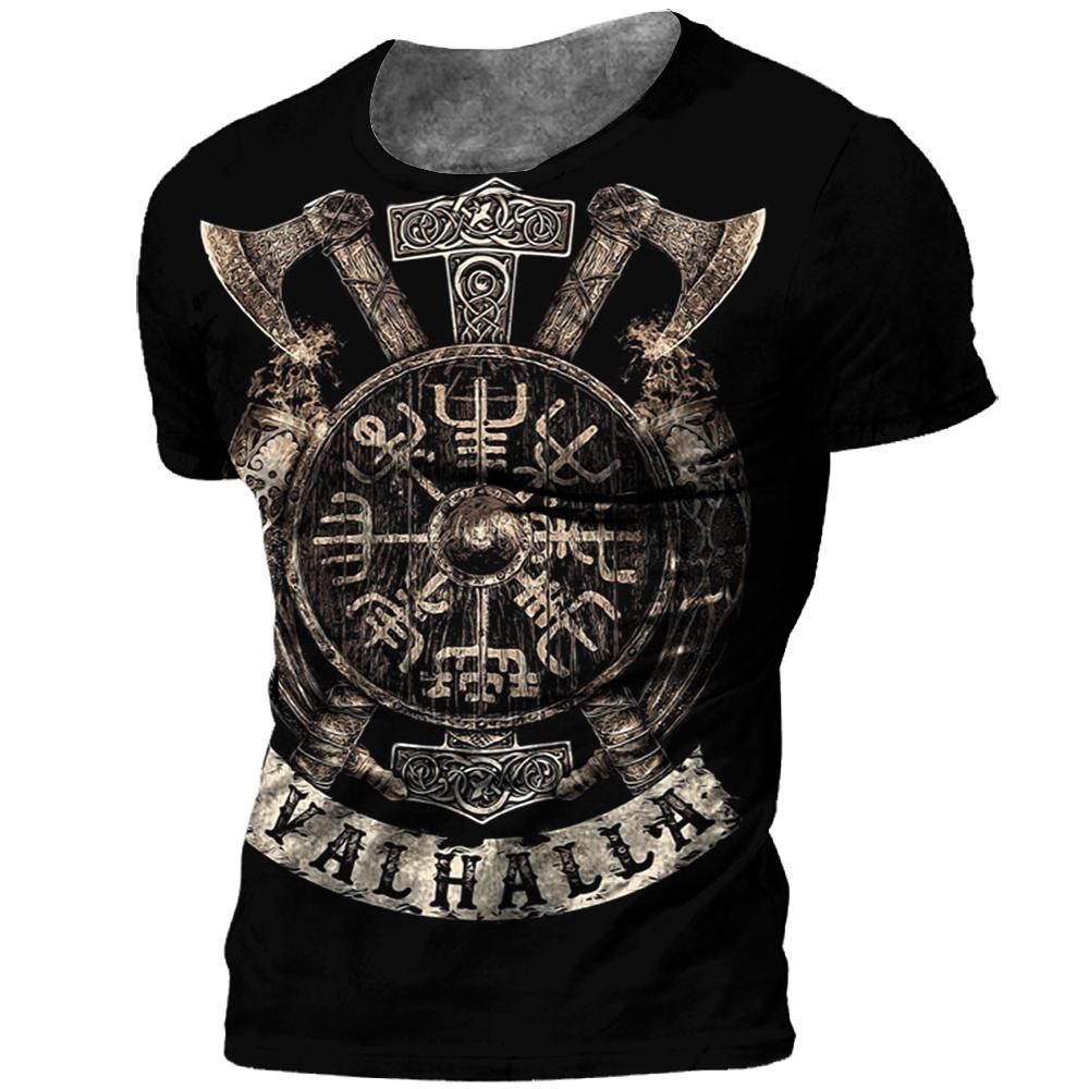 Subilier Vintage mannen T-shirt 3d Viking Print Tops Tees Zomer Tops Casual Losse T-shirts Mannelijke Kleding O-hals hip Hop Straat Sweatshirt S