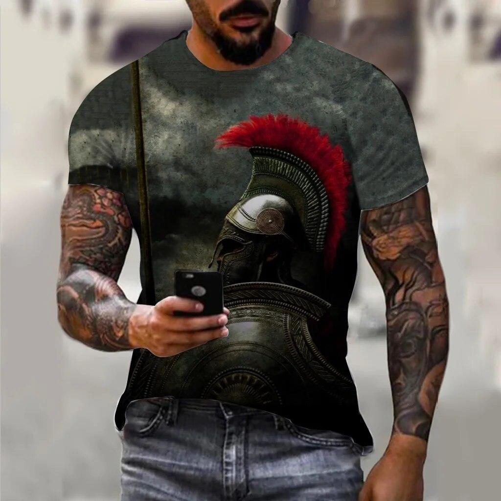 Subilier Sparta Grafische Tee Heren T-shirt voor Mannen Kleding Oversized T-shirt Man T-shirt 3D Print Zomer Tops Casual Korte Mouw straat XS wit