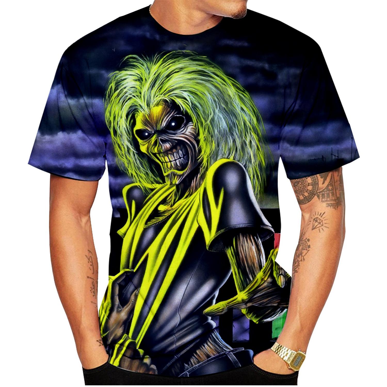 Subilier Klassieke Gothic Horror Schedel 3D Print T-shirt Nieuwe Mode mannen T-shirts Hiphop Streetwear Harajuku Mannen Korte mouwen Vitage Tee XS