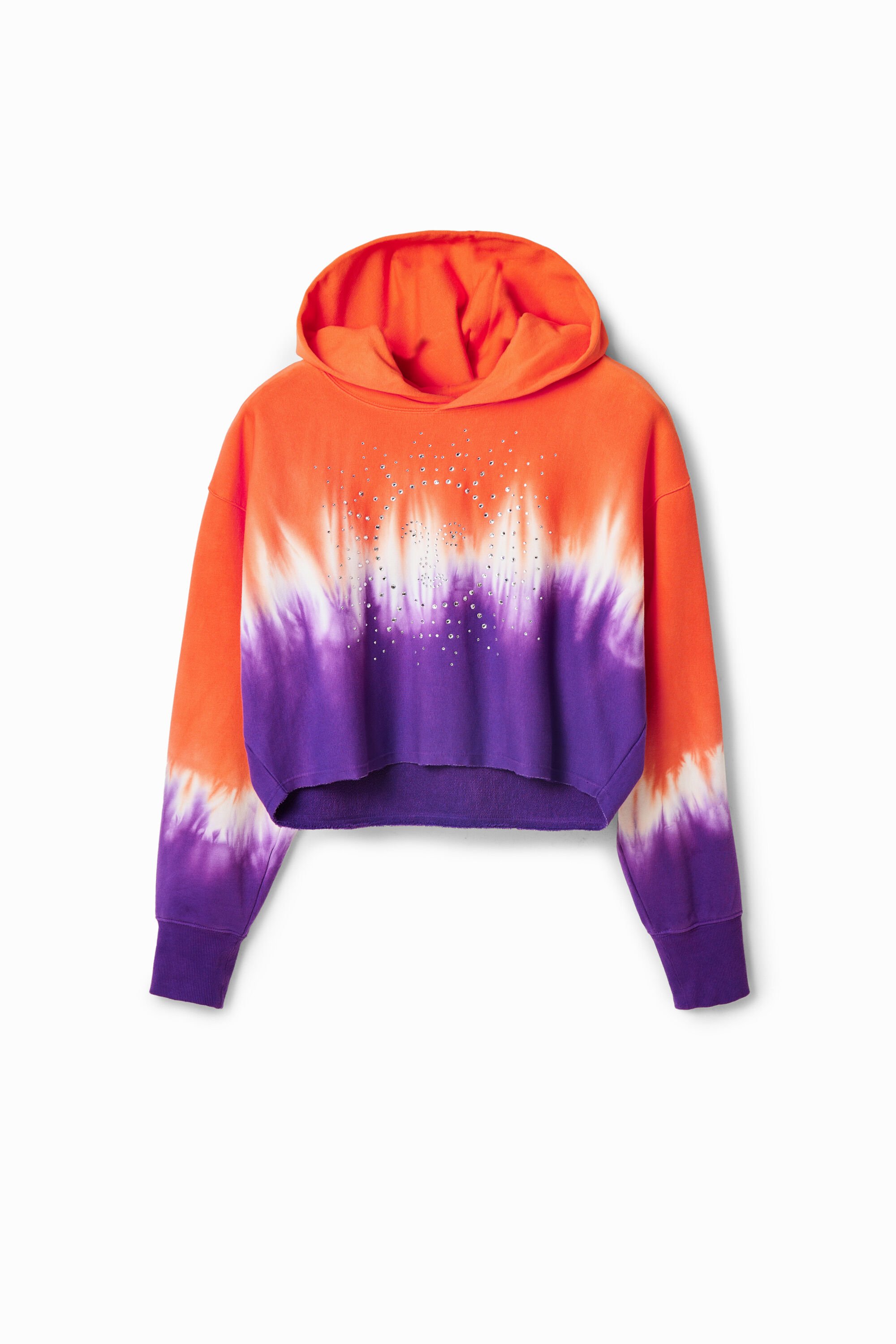 Desigual Kort sweatshirt met tie-dye en stras - ORANGE