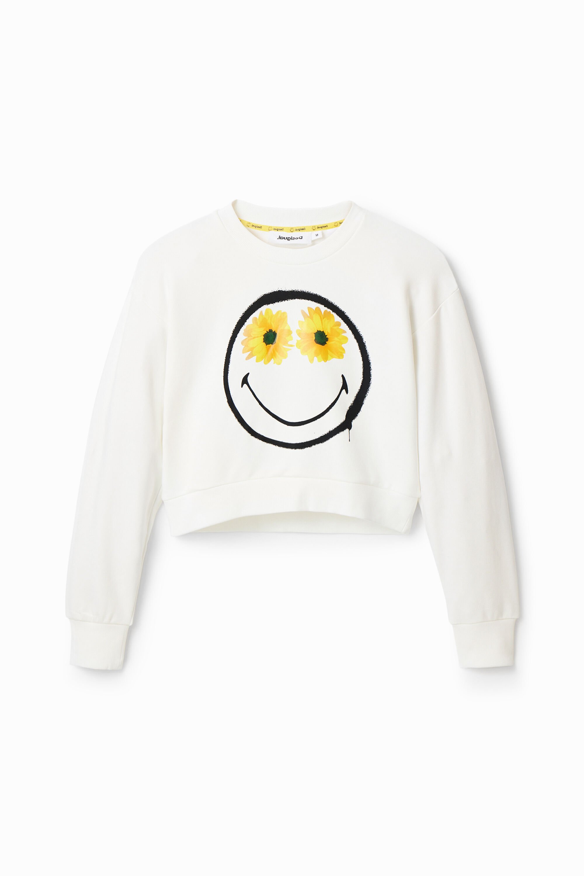 Desigual Kort sweatshirt met Smiley - WHITE