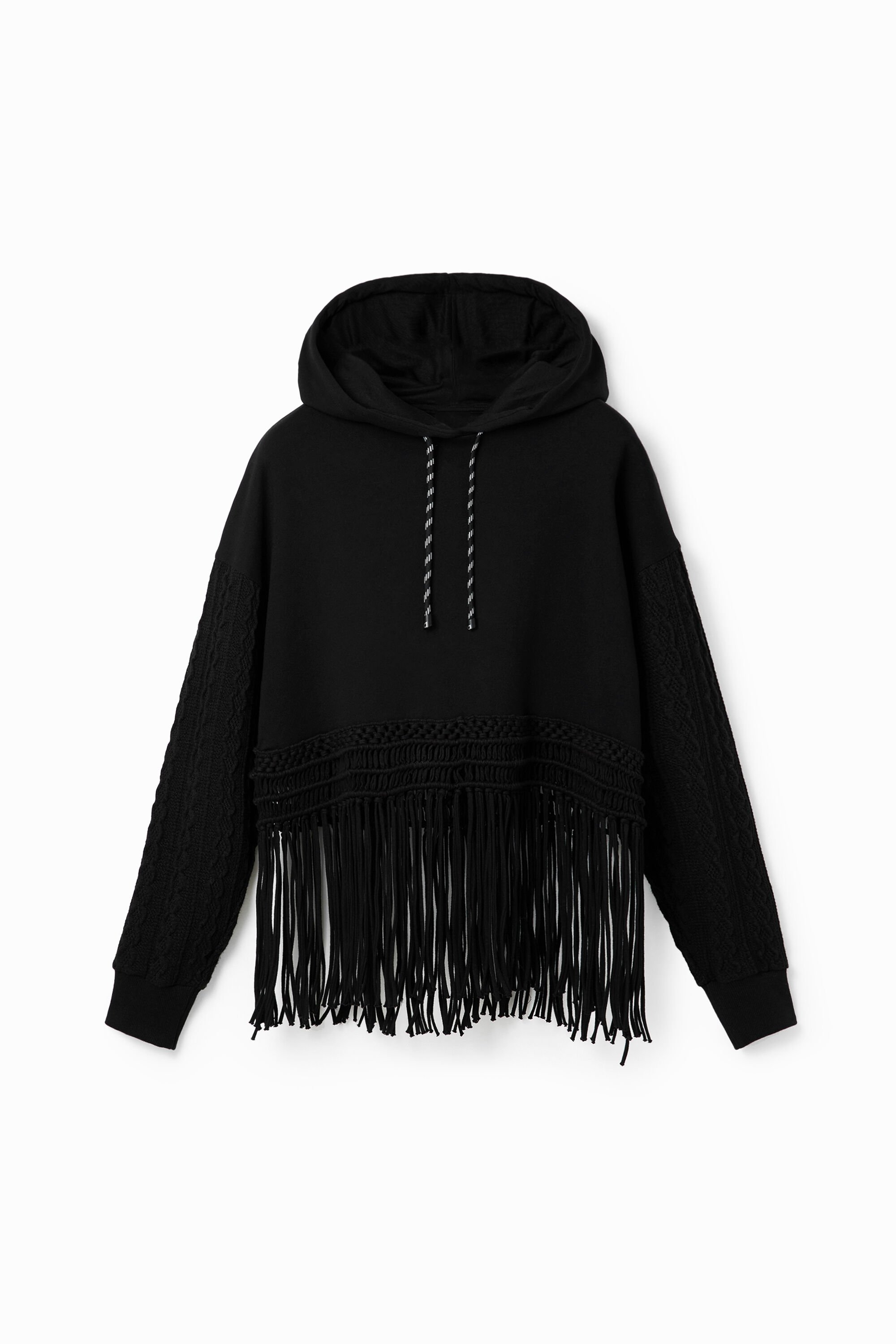 Desigual Oversized hoodie met franjes - BLACK