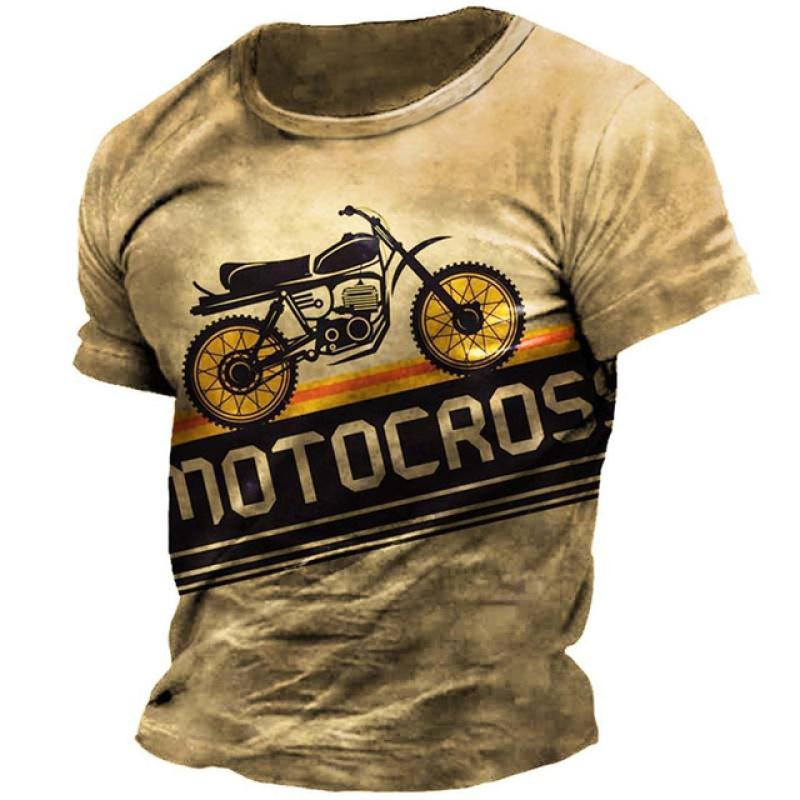 Subilier Vintage motorfiets T-shirts voor mannen 3D Racing print losse korte mouwen tops grappige streetwear vrije tijd O-hals fiets sport T-shirts S