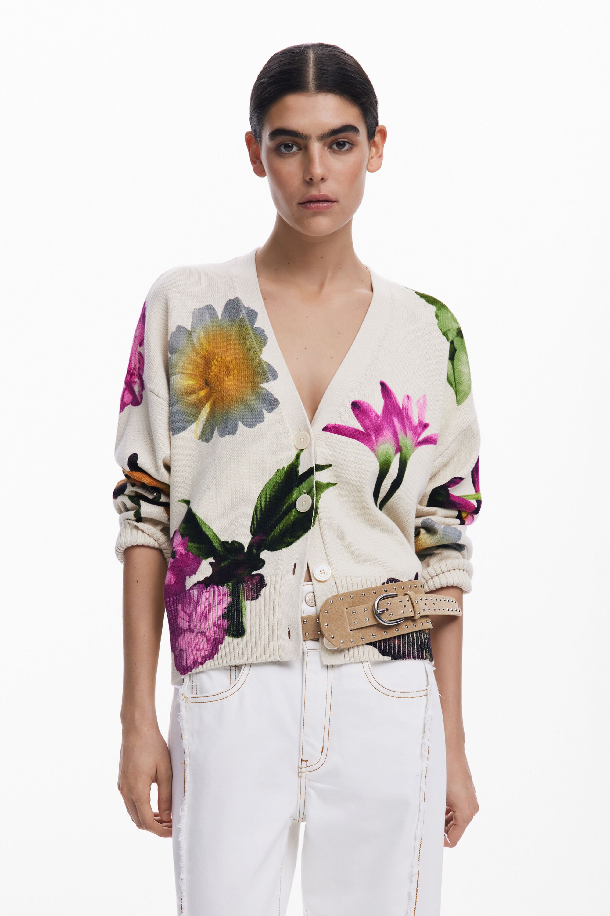 Desigual Gebloemde cardigan - WHITE