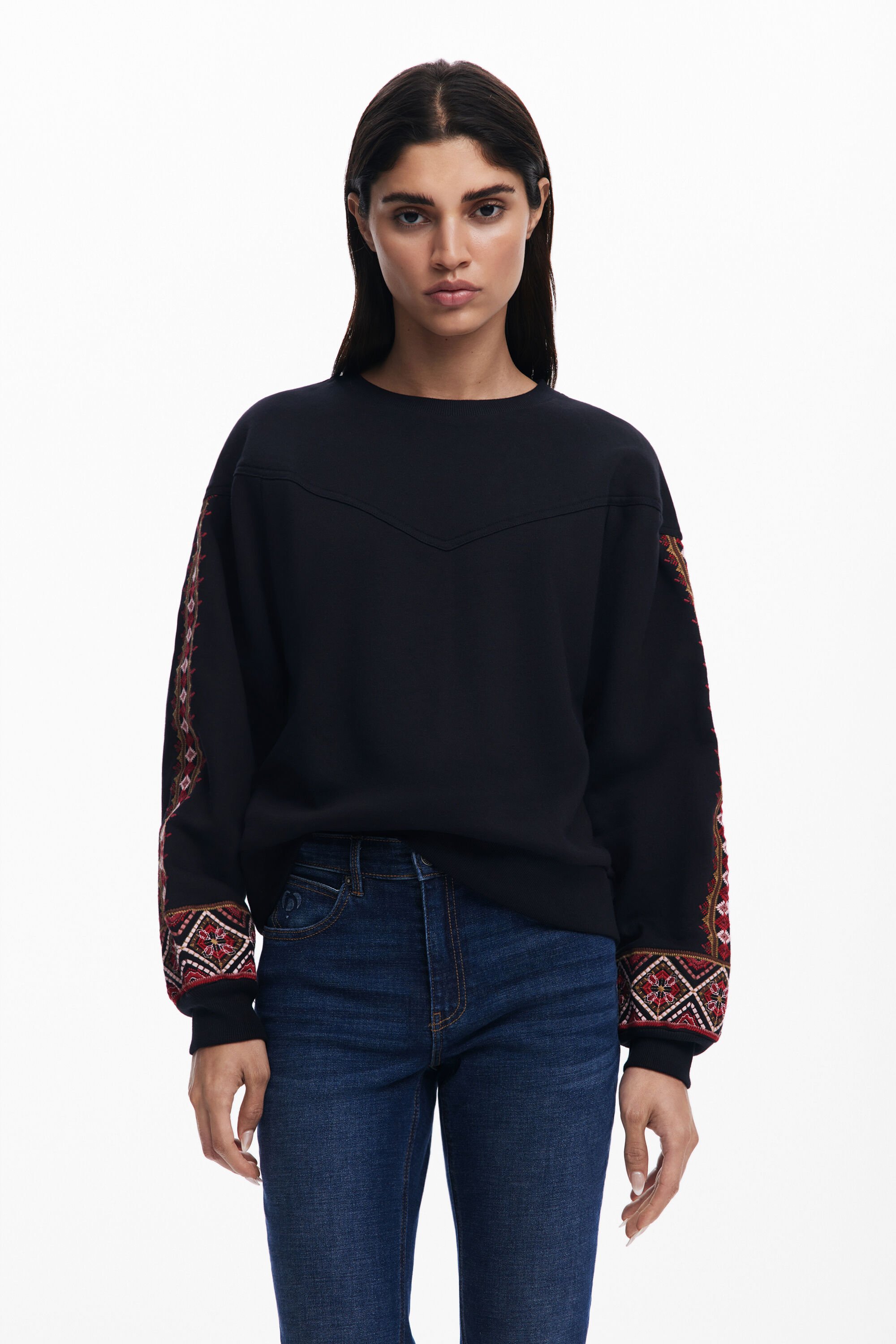 Desigual Etnische sweatshirt - BLACK