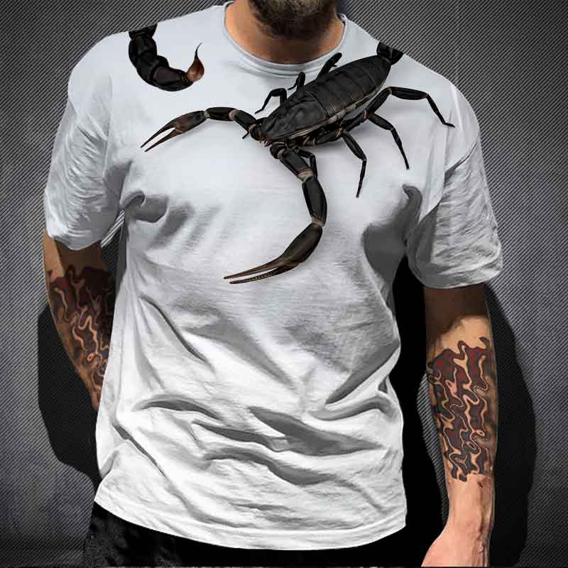 Subilier Heren T-shirt met korte mouwen Schorpioen 3D-bedrukt Mode Persoonlijkheid Vleesetende Unisex Paar Casual Ronde hals Trui S