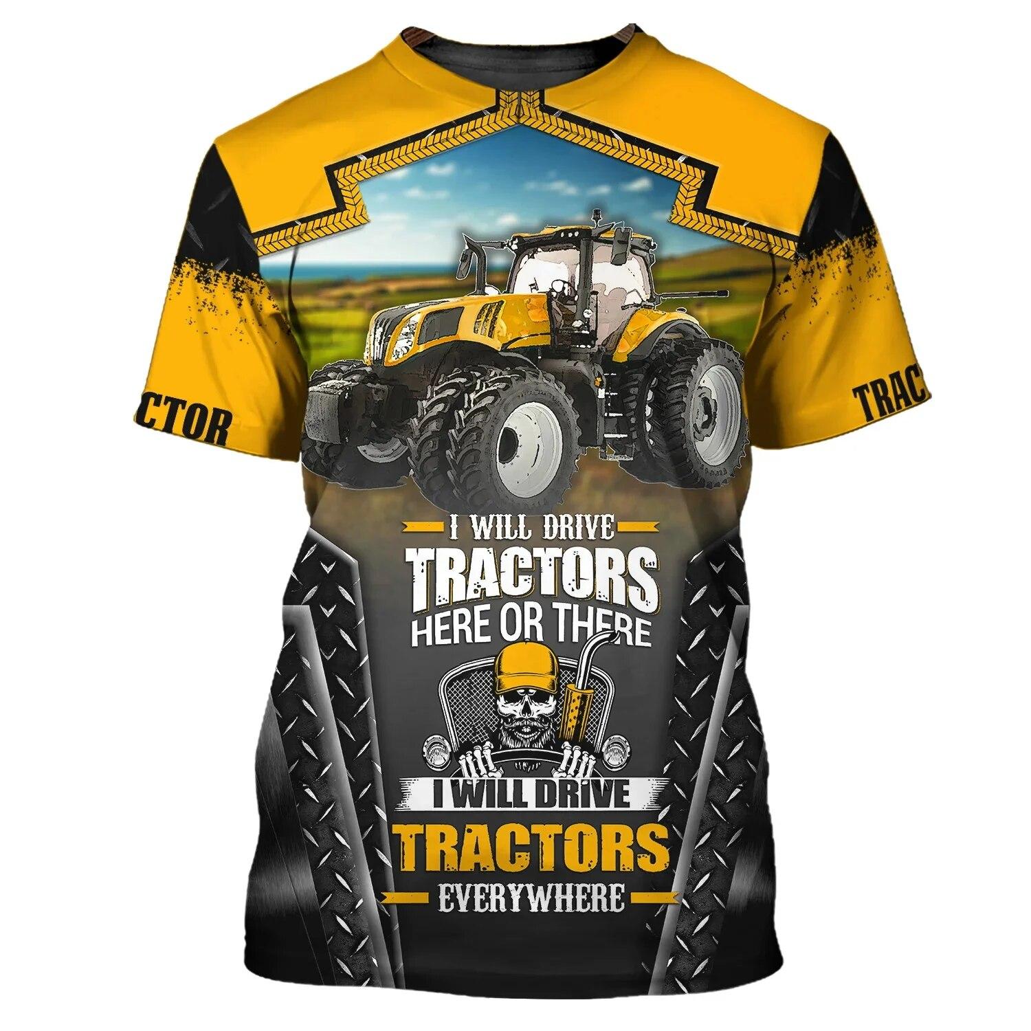 Subilier Nieuwe Zomer Tij Tractor Patroon Mannen T-shirts Casual 3D Print Tees Hip Hop Persoonlijkheid Ronde Hals Korte Mouw Sneldrogende tops Asian size S